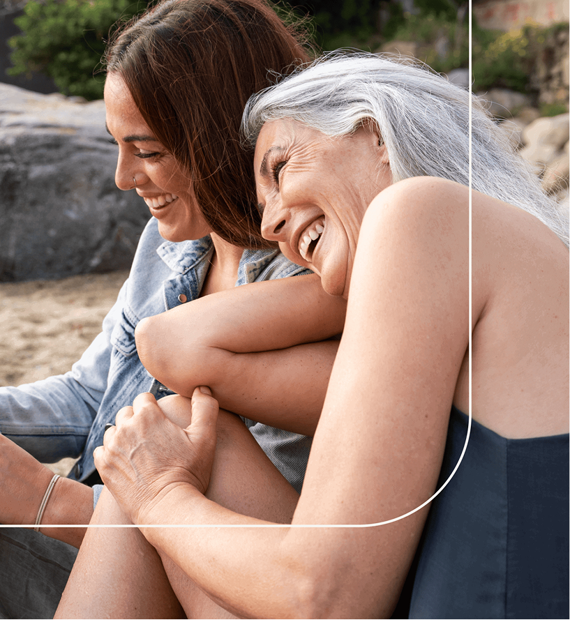 Women smiling together